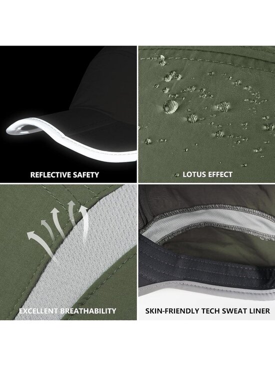 〽️Women Green Reflective Folding Hat Design UPF 50+ Sun Protection Sport Hats